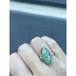 Sterling Silver Turquoise Ring Southwest Navajo Style Adjustable Stamped .925